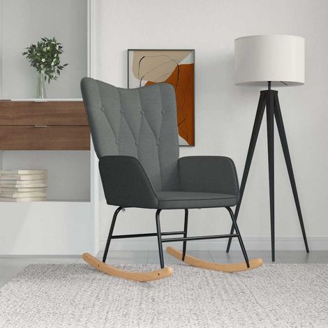 vidaXL Silla mecedora de tela gris oscuro (1/5)