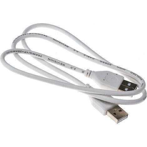 Câble USB RS PRO, USB-A mâle vers USB-A mâle, Blanc, 800mm ( Prix pour 1 ) (1/3)