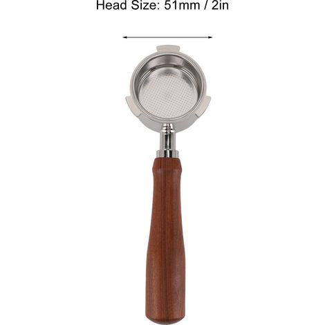 Ortviai Portafiltre sans fond pour machine à café Delonghi – 51 mm, acier inoxydable 304, poignée en bois (1/4)