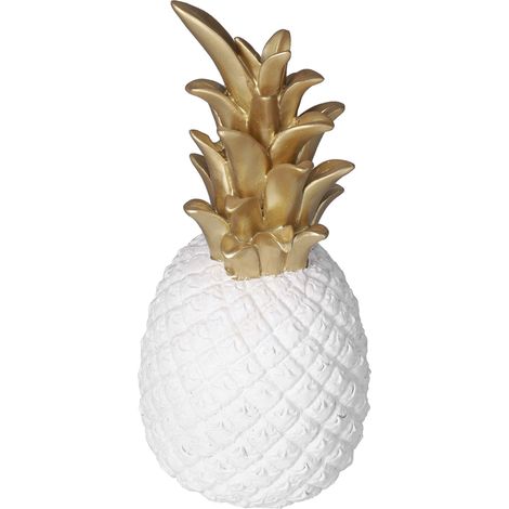 Ananas artificiel en résine, décoration pour la maison, style nordique, blanc et or, taille moyenne. (1/5)