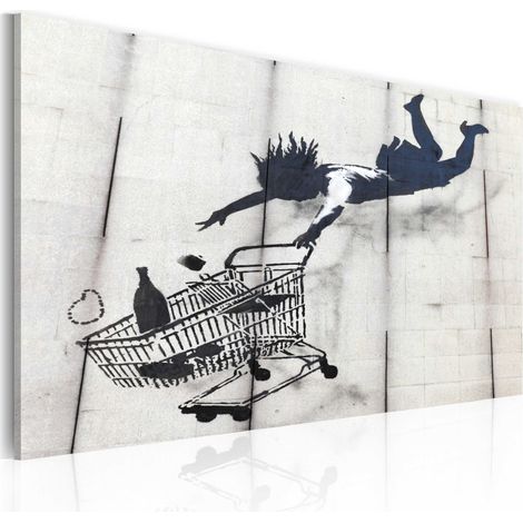 Quadro - Donna che cade con il carrello della spesa (Banksy) - 60x40 (1/4)