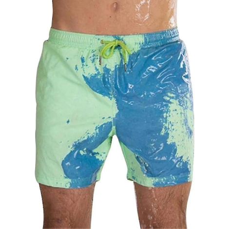 Schnelltrocknende, farbwechselnde Badeshorts für Erwachsene und Kinder – XL – Grün