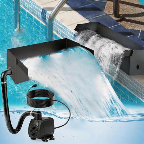 Cascata per laghetto da giardino, set cascata da 30 cm in acciaio inox Fontana per laghetto da giardino 45 W 3000 l/h Elemento decorativo per laghetto da giardino Patio Terrazzo Spazio esterno (1/5)