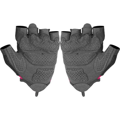 Une paire de gants de sport demi-doigts hautement élastiques et antidérapants pour haltères, yoga aérien, spinning et entraînement (rose rouge M) (1/5)