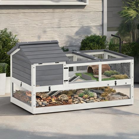 Terrarium coloris gris en fir bois 116 x 70,5 x 69,5 cm (1/5)