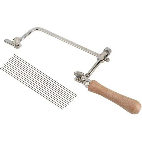 Scie sauteuse portative Ulisem, kit de fabrication de bijoux, cadre réglable, outils de fabrication de bijoux, coupe avec manche en bois (archet + 12 lames) (1/4)