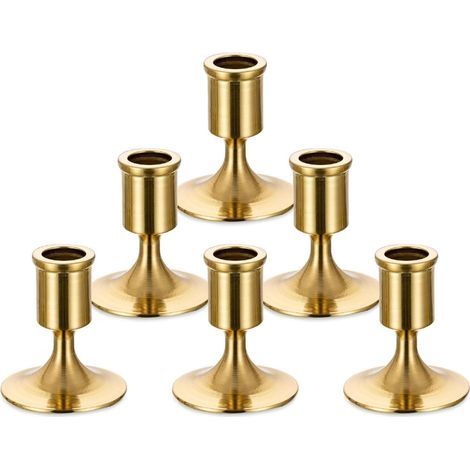 lot de 6 pièces Porte bougies pour centre de table de mariage Bougeoirs dorés pour bougies coniques, , idéal pour Noël, dîner aux chandelles (1/5)