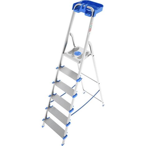 Colombo New Scal S112A06P Atlantica Scala a Libretto 6 Gradini Alluminio 150 Kg Gradini Extra Large 12 cm EN131 colore Blu