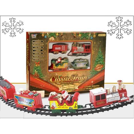 Trenino Locomotiva Treno Giocattolo Babbo Natale a Batteria Natalizio Albero Natalizio