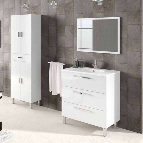 Pack Baño Melamina Con Lavamanos+espejo - Blanco