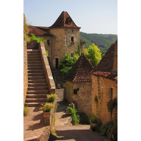 Tableau sur toile village vallée du célé 65x97 cm - Impression sur Toile Murale Décorative - Image imprimée en HD sur Toile - Toile sur Châssis en Bois FSC - Fabriqué en France (1/5)