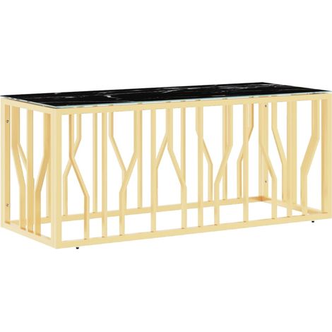 vidaXL Tavolino da Salotto Oro110x45x45 cm in Acciaio Inox e Vetro