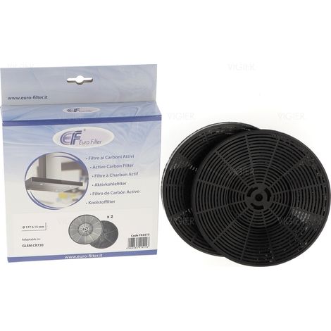 Filtre à charbon actif lot de 2 FKS515 – Compatible CR720 Airlux – Diamètre 177mm – Épaisseur 15mm – Déodorisation efficace – Eurofilter