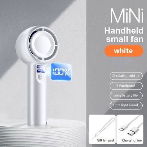 Nouveau mini ventilateur portable rechargeable USB, silencieux et rafraîchissant, avec affichage numérique et cinq vitesses de ventilation réglables.-AquaForge (1/5)