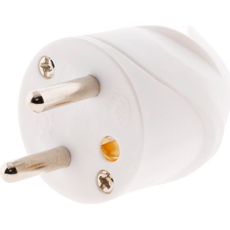 Fiche mâle coudée 16A 2P+T - Blanc - Zenitech