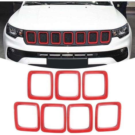 Griglia anteriore rossa in ABS per Jeep Compass MP 2017-2020 -Crezuo