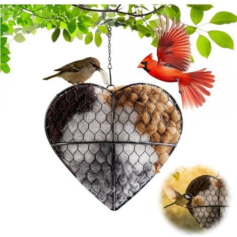Handgefertigtes herzförmiges Nest aus Alpakafasern, Vogelnest aus Fasern, nachfüllbarer Vogelschutz, Nistmaterial für Wildvögel, Geschenk für Vogelliebhaber (1/5)