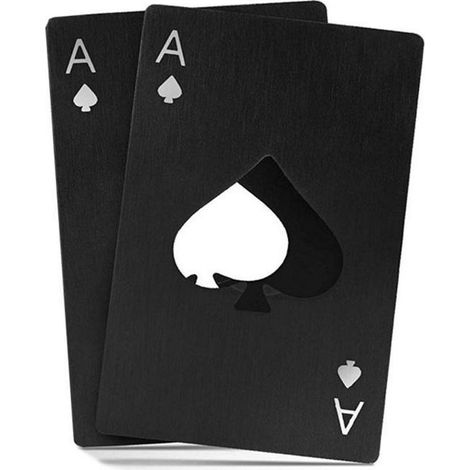 schwarze Edelstahl-Pokerflaschenöffner im Brieftaschenformat, ideales Geschenk für Papa (1/5)