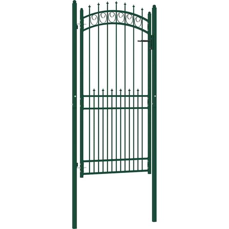 vidaXL Portail de clôture EMMEN avec pointes, acier, 104 x 147 cm, vert (1/4)