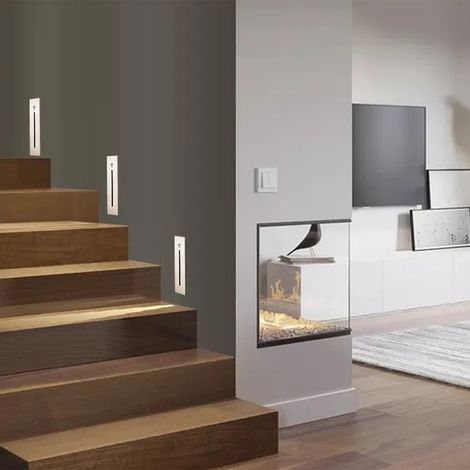 Lampe Murale Led - Éclairage d'Escalier - 3 W - Pour Intérieur Escaliers Couloirs Entrées Chemins - Aluminium - Blanc Chaud - 1 Pièce (1/5)