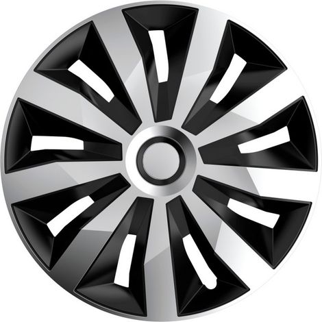 Boîte de 4 enjoliveurs 14'' RA14RPEA – ABS SilverNoir – Double couche de peinture et vernis – Pour jantes de voiture – Polaire