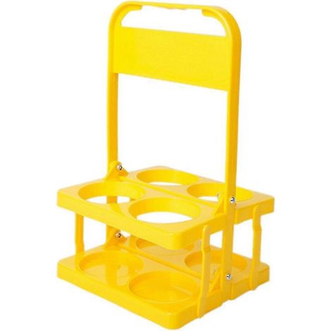 Porte-gobelet pliable en plastique à 4 trous, réutilisable, avec poignée et portable, jaune. (1/5)