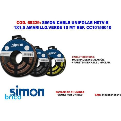 simon finstoc cable unipolarh07v-k1x1,5 amari-ver 10 mt 10156010