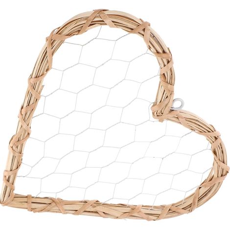 1 Set Cadre Photo Tissé Cœur Suspendu en Saule et Fer Cadre Flottant Innovant pour Afficher Photos Décoration Murale Beige Présent Anniversaire et Nouvel an (1/5)