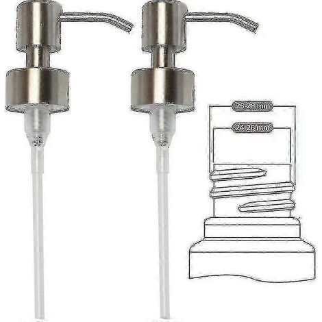 Seifenspender aus gebürstetem Edelstahl – 28-mm-Ersatzpumpe, 2er-Pack, matte Oberfläche (1/5)