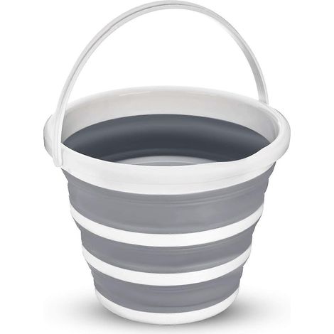 Seau pliable - Grande capacité 10 L - Seau à eau pliable en silicone robuste avec poignée ergonomique (1/4)