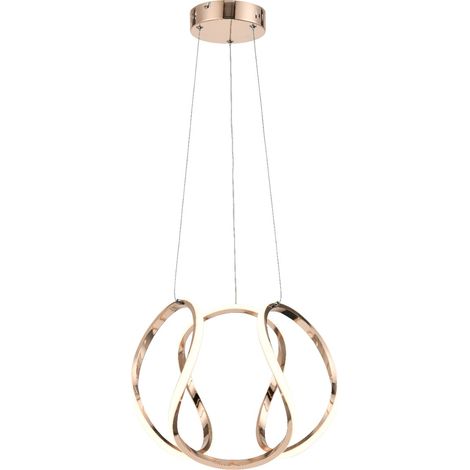 Suspension Clarence rose doré LED 40W Ø35cm Reality