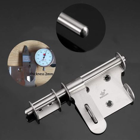 Piece Sliding Bolt Door Latch, Security Door Latches, Stainless Steel Latch Latch with Padlock Hole, for Sliding Door Wooden Doors (1/5)