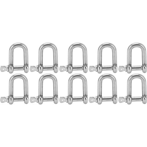 10 manilles droites M5 en acier inoxydable, type D, pour chaîne de gréement, crochet et vis à élingue
