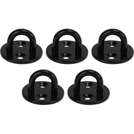 Filiyano-Lot de 5 crochets à œillet en acier inoxydable, plaques à œillet rondes robustes, anneaux de fixation muraux noirs épais, plafond (1/5)