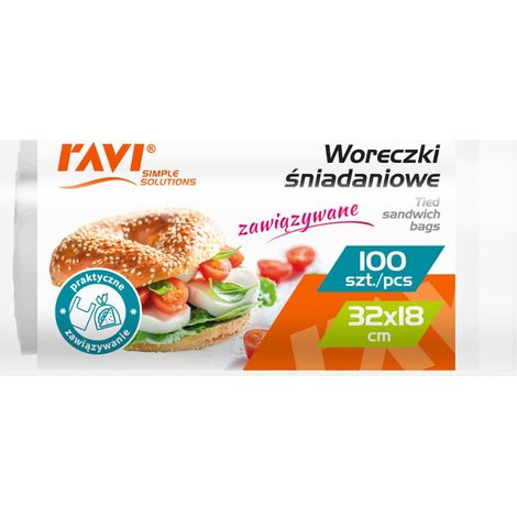 Sacchetti porta pranzo con manici e chiusura a strappo 32x18 cm 100 pezzi in foglio HDPE (1/3)