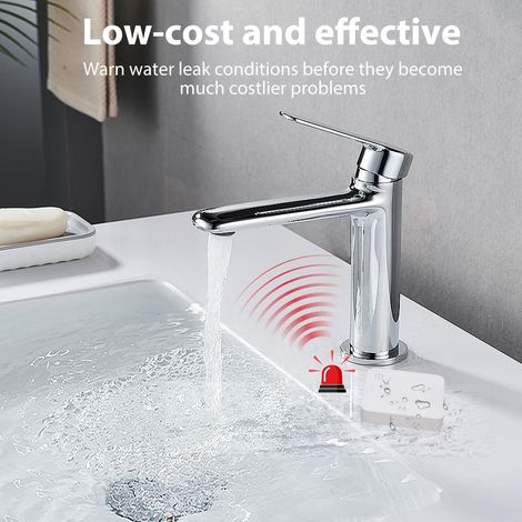Alarme de fuite d'eau détecteur sans fil haute sensibilité 90 dB avec notification d'application à distance pour sous-sol cuisine salle de bain (1/5)