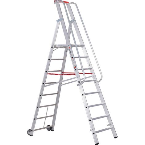 Euroline Premium 32677 Stufenstehleiter mit großer Standplattform 8 Stufen (1/5)