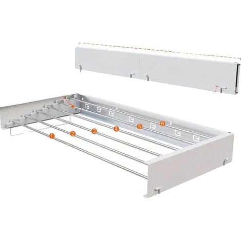 Wäscheständer, Wandmontage, Klappdesign, 100cm-6 Stange (1/2)