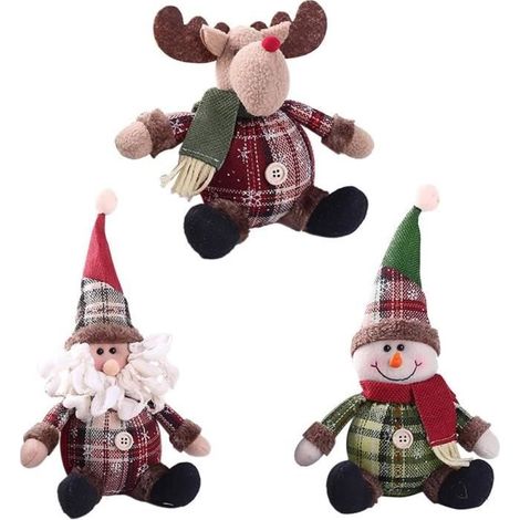 Weihnachtsfiguren – 3er-Set – Weihnachtsmann 28 cm, Rentier 18 cm – Innendekoration
