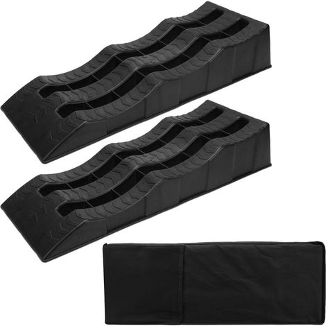 2PCS Automotive Leveling Ramp 7716LBS Capacity 3 Different Height Long Lasting Use for Travel Trailer RV Truck Black (1/5)