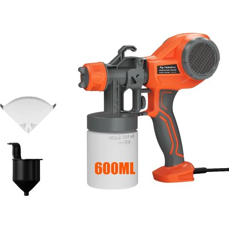 Pistola pulverizadora de pintura, diseño ultraligero, características ideales para principiantes, color naranja. (1/2)