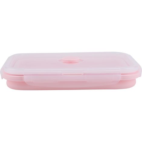 Boîte à lunch pliable en silicone portable, compatible micro-ondes, rose, 800 ml (1/5)