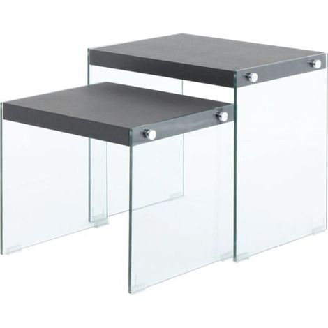 Lot de 2 Tables d'Appoint "Elementary" 46cm Noir Mat (1/3)