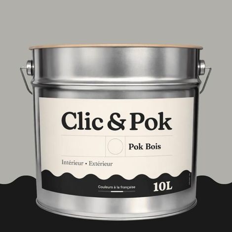 Peinture Bois Extérieur – POK BOIS - 10L - RAL 7038 - Gris agate- Résistante aux intempéries - Ne s'écaille pas