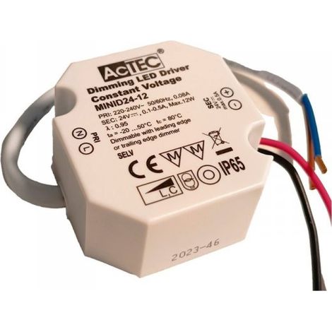 Mini Alimentatore Dimmerabile Triac Dimming Taglio di Fase IP65 Tensione Costante 24V 12W 0,5A 50X48X24 mm (1/3)
