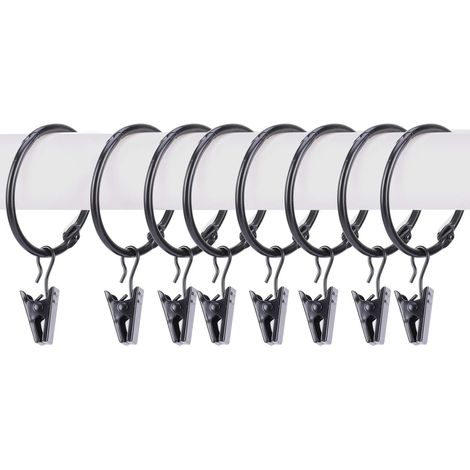 30 Stück Gardinenringe mit Clips, Metall-Gardinenringe, Aufhängeringe mit Clips für Gardinen und Gardinenstangen, 38 mm Innendurchmesser (1/5)