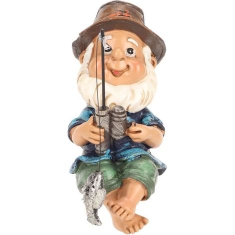Vvikizy Statue Nain de Jardin Pêcheur Drôle Résistant aux UV pour Décoration Extérieure