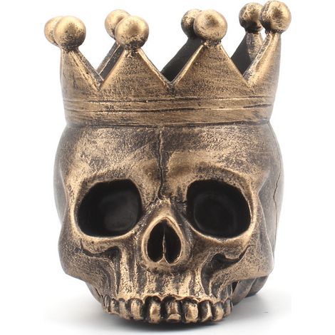 Bougeoir tête de mort pour bougies piliers – Superbe décoration d'Halloween pour le salon, la chambre, la cuisine, l'extérieur et plus encore.(bronze) (1/5)