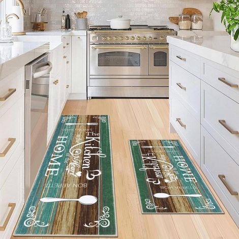 2 Tapis de cuisine, antidérapant, lavable, design abstrait, pour couloir, salle à manger (1/5)
