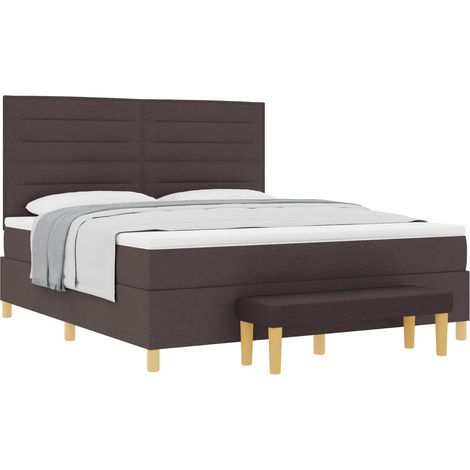 Maison Exclusive - Letto a molle con testiera Marrone Scuro 200 x 180 cm Tessuto (1/5)
